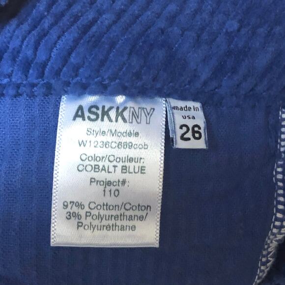 ASKK NY Brighton Wide Leg Corduroy Pants Jeans in Blue Size 26 - Picture 14 of 15